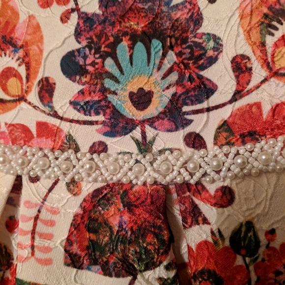 Stunning Boutique Brocade Pearls Holiday Dress - Picture 4 of 4